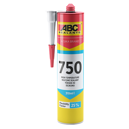 Sika ABC 750 Yüksek Isı Silikonu Tek Komponentli kolay uygulanabilen havanın nemi ile kürlenen asetoksil bazlı asetik silikon