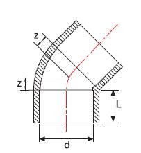 UH-PVC 45° Yapıştırma Muflu Dirsek Grafik