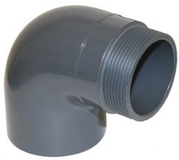 UH-PVC 90° Yapıştırma Muflu Redüksiyonlu  Dış Diş 90 Dirsek